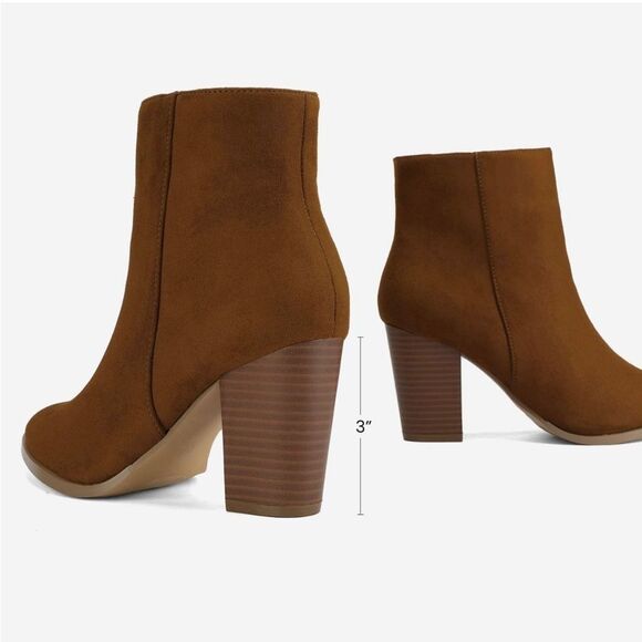 NWT Wool + Pepper Co. Tan Suede Heeled Ankle Booties - Picture 5 of 8
